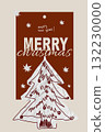 Festive greeting card featuring a hand-drawn Christmas tree and holiday wishes 132230000
