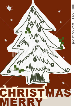 Creative Christmas tree drawing with simple decorations and festive message Creative Christmas tree drawing with simple decorations and festive message 132230001