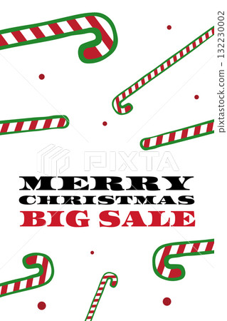 Merry Christmas big sale announcement with festive candy canes in a cheerful design Merry Christmas big sale announcement with festive candy canes in a cheerful design 132230002