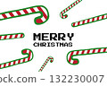 Colorful candy canes surround a festive Merry Christmas message on a bright background 132230007