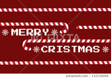 Festive candy cane design wishing Merry Christmas in bold, cheerful letters Festive candy cane design wishing Merry Christmas in bold, cheerful letters 132230008