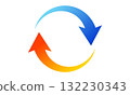 Illustration of a circular arrow with a beautiful blue and orange gradient 132230343