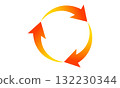 An illustration of a circular arrow with an impressive orange and yellow gradient 132230344