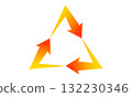 Orange and yellow gradient passionate triangle circular arrow illustration 132230346