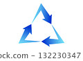 Illustration of a triangular circular arrow with a refreshing blue gradient 132230347