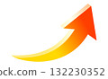 Isometric red and orange gradient rising arrow 132230352