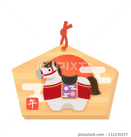 White Horse Ema New Year's Card Material 2026 - Horse 132230357