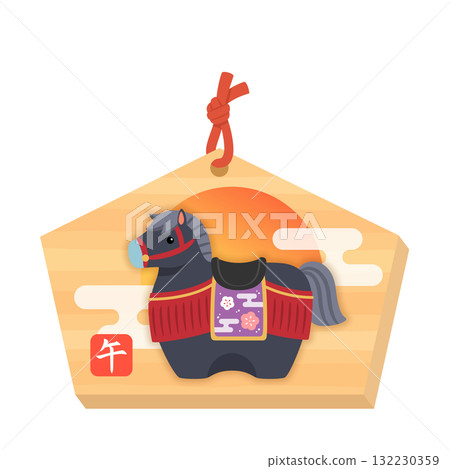 Black Horse Ema New Year's Card Material 2026 - Horse Black Horse Ema New Year's Card Material 2026 - Horse 132230359