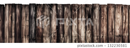 Wooden brown rustic board wood grunge old fence gate on transparent background cutout, PNG file. Mockup template 132230381