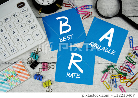 BAR Abbreviation of Best Available Rate text phrase of business and financial concept BAR Abbreviation of Best Available Rate text phrase of business and financial concept 132230407