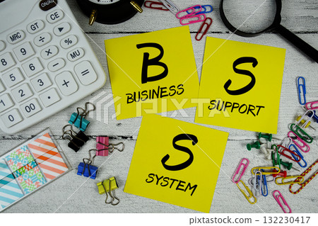 BSS Abbreviation of Business Support System text phrase of business and financial concept 132230417