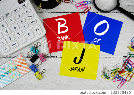 BOJ Abbreviation of Bank Of Japan text phrase of business and financial concept BOJ Abbreviation of Bank Of Japan text phrase of business and financial concept 132230420