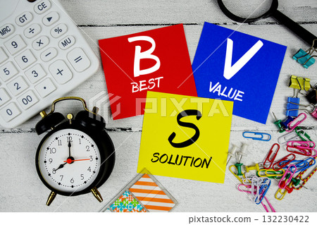 BVS Abbreviation of Best Value Solution text phrase of business and financial concept 132230422
