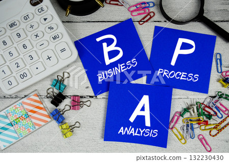 BPA Abbreviation of Business Process Analysis text phrase of business and financial concept 132230430