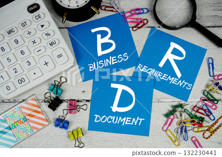 BRD Business Requirements Document text phrase of business and financial concept BRD Business Requirements Document text phrase of business and financial concept 132230441
