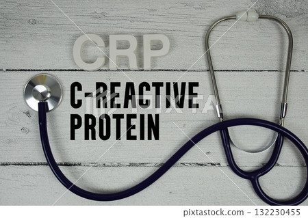 CRP C-reactive protein text with Stethoscope on wooden background CRP C-reactive protein text with Stethoscope on wooden background 132230455