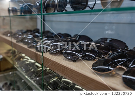 Display of Stylish Sunglasses in a Retail Store Display of Stylish Sunglasses in a Retail Store 132230720