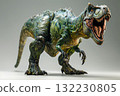 Dinosaur opens mouth wide, revealing sharp fangs and strong body. Great for ancient creature and nature art. 132230805