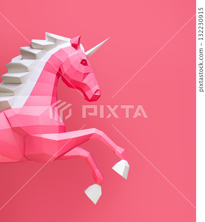Geometric Pink Unicorn Sculpture Dual Background. Bold and modern geometric unicorn sculpture 132230915