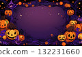 Halloween pumpkin frame: purple background and decorative border 132231660