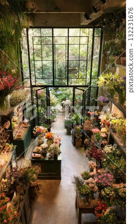 Colorful Flower Shop Filled With a Variety of Blooms During Daylight Hours Colorful Flower Shop Filled With a Variety of Blooms During Daylight Hours 132231676