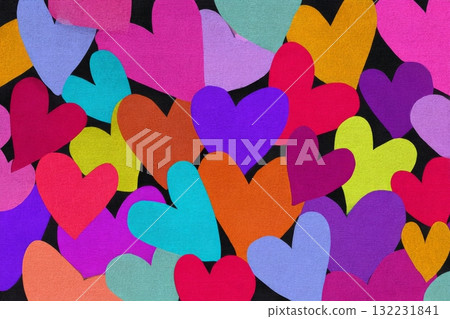Colorful Heart Shapes in Various Sizes Create a Vibrant Backdrop for Celebrations and Love 132231841