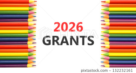 2026 Grants symbol. Concept words 2026 Grants on beautiful white paper. Beautiful white paper background. Beautiful colored pencils. Business and 2026 grants concept. Copy space. 2026 Grants symbol. Concept words 2026 Grants on beautiful white paper. Beautiful white paper background. Beautiful colored pencils. Business and 2026 grants concept. Copy space. 132232161