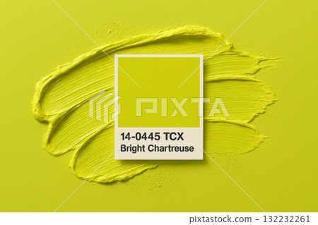 Bright chartreuse color sample with paint stroke background Bright chartreuse color sample with paint stroke background 132232261