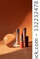 Beautiful Makeup Products Arranged Stylishly on a Neutral Surface With Light Shadows 132232478