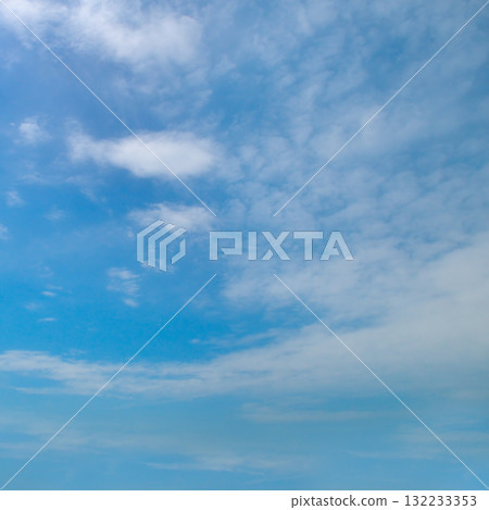 Blue Sky Background with Light White Cirrus and Altocumulus Clouds. 132233353