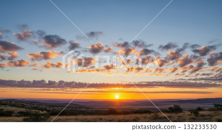 Breathtaking Sunset Over a Vast Landscape - Ai Generative Breathtaking Sunset Over a Vast Landscape - Ai Generative 132233530