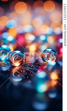 A close up of two blue and red Christmas ornaments. Christmas background. 132233917