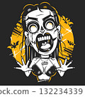 Vector illustration of Cartoon zombie girl perfect for Halloween-related designs 132234339
