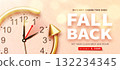 Daylight saving time ends. Fall back banner with golden arrow 132234345