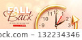 Fall back. Daylight saving time ends. Golden realistic 3d arrow 132234346
