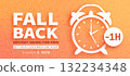 Fall Back. Daylight saving time ends banner with alarm clock 132234348