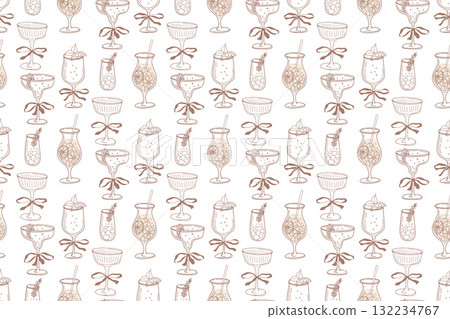 Whimsical Cocktail Pattern 132234767
