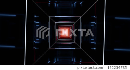 Futuristic tunnel of light rendering 132234785