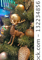 Branches of Christmas tree with beautiful decoration 132234856