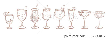 Whimsical Cocktail Sketches 132234857