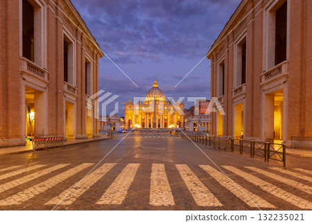 Saint Peter Basilica at dawn in Rome, Italy Saint Peter Basilica at dawn in Rome, Italy 132235021
