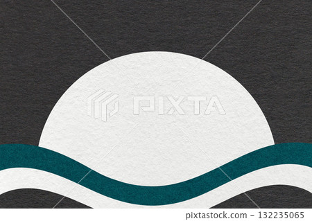 Black textured paper background with white circle for copy space and emerald waves for poster, banner, presentation 132235065