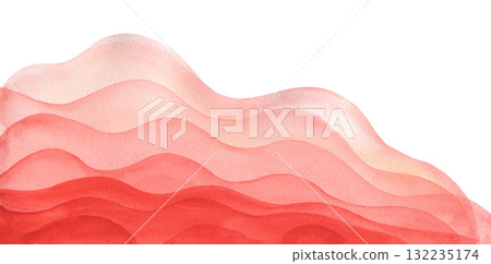 Artistic watercolour bright coral red diagonal wave layers paper cut effect border background. Hand painting rose colour watercolor overlay waves pattern frame for banner, invitation, poster design Artistic watercolour bright coral red diagonal wave layers paper cut effect border background. Hand painting rose colour watercolor overlay waves pattern frame for banner, invitation, poster design 132235174