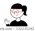 Woman with glasses and a waving ponytail 132235242