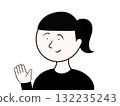 Woman with a ponytail waving 132235243