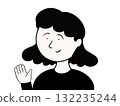 A woman with fluffy hair waving 132235244