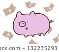 Pink cute pig and banknotes 132235293