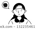 A woman with her hair tied up is feeling uneasy because her fever won't go away. 132235461