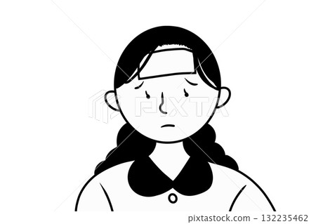 A woman with her hair tied up is having trouble with a fever that won't go away A woman with her hair tied up is having trouble with a fever that won't go away 132235462