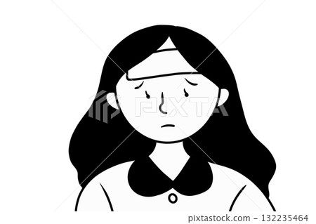 A woman with long hair who has a fever A woman with long hair who has a fever 132235464